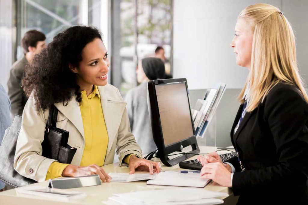 woman at bank