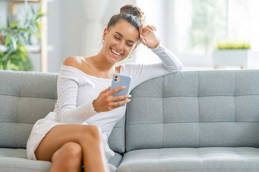 woman banking on phone